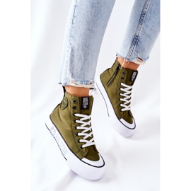 Big Star Adidași înalți pe marea stea II274017 platformă kaki verde 4