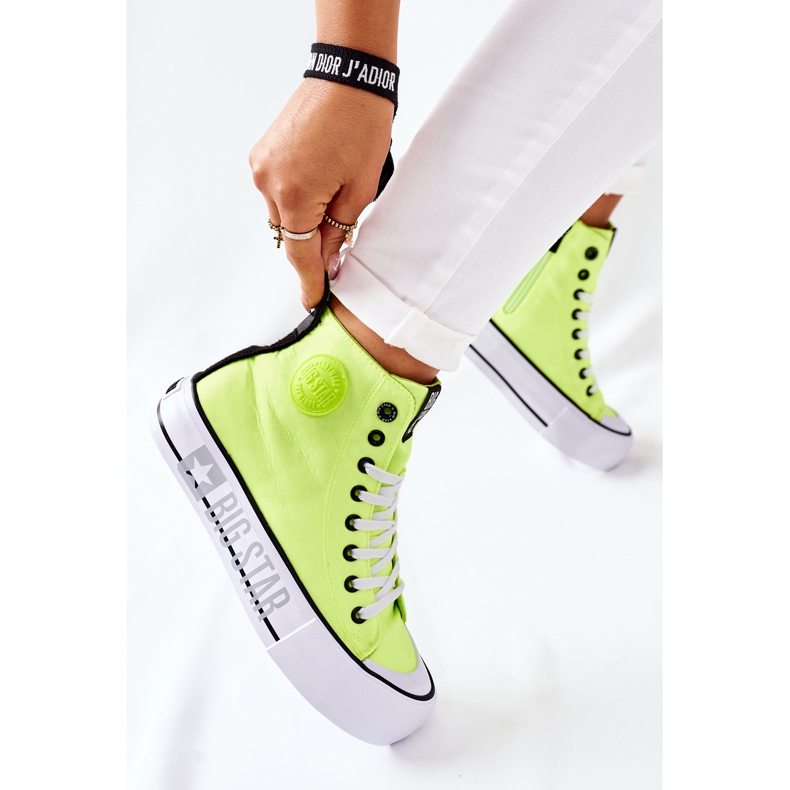 Adidași înalți pe platforma Big Star II274015 Platon galben neon 2