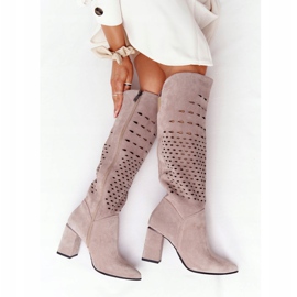 Cizme ajurate Lewski Shoes 2847 / B Beżowe bej 1