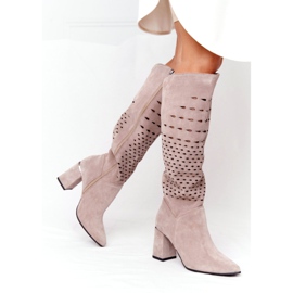 Cizme ajurate Lewski Shoes 2847 / B Beżowe bej 6