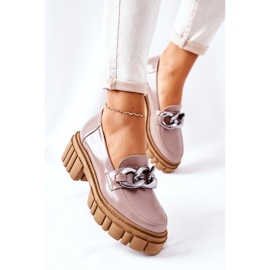 Mocasini pentru damă din piele Cappuccino Laura Messi 2339 bej 2