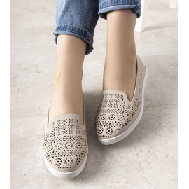 Mocasini bej cu model Catwalk ajurat 1 Mocasini bej cu model Catwalk ajurat 1