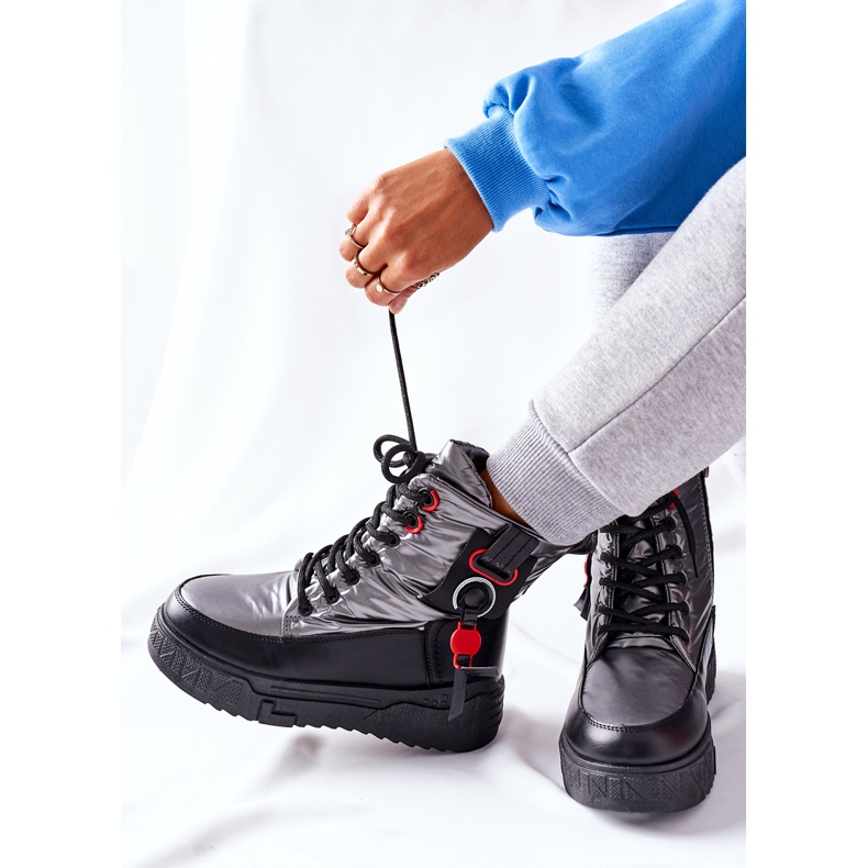 PB1 Trappers de cascia argintie pentru femei negru gri 1