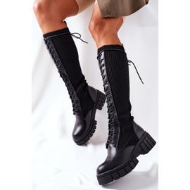 PB1 Cizme înalte cu șosete negre Monteri negru 2