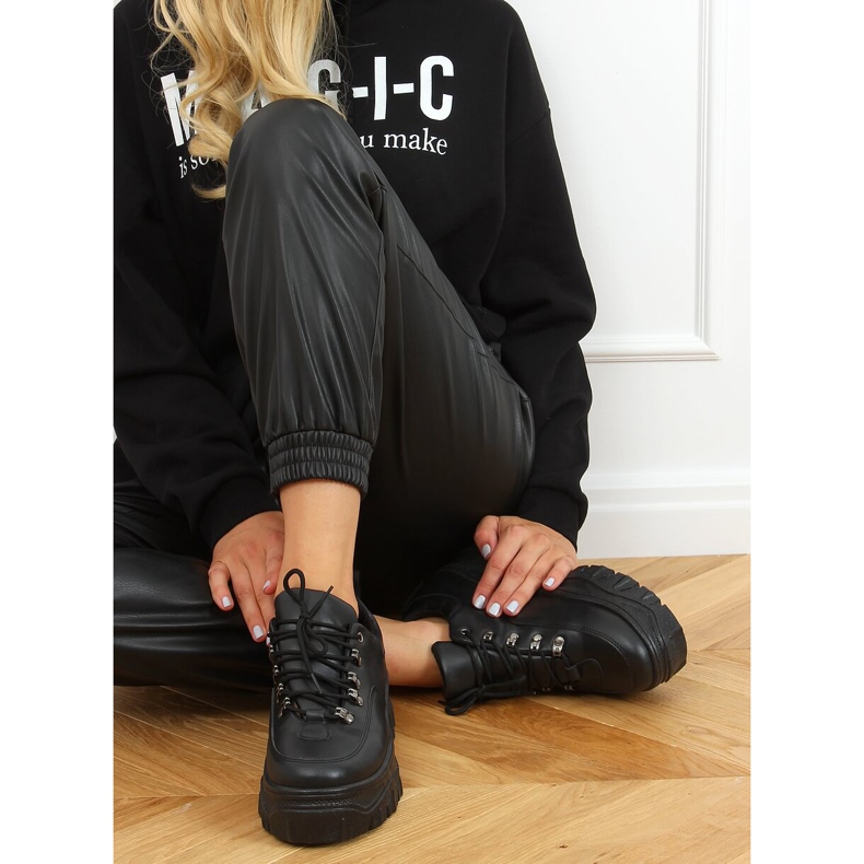 Pantofi sport negri cu talpă înaltă 6291 Negru 2