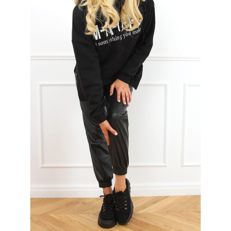 Negru 6290 Pantofi sport negri cu talpă înaltă 1