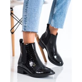 Goodin Ghete Jodhpur lăcuite cu imprimeu șarpe negru 2