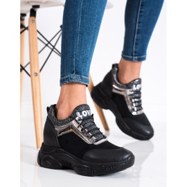 SHELOVET Adidași la modă Wedge Love negru 1