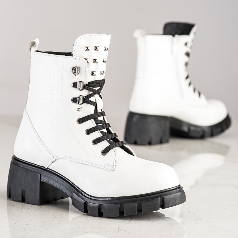 SHELOVET Muncitori la modă cu știfturi alb 1