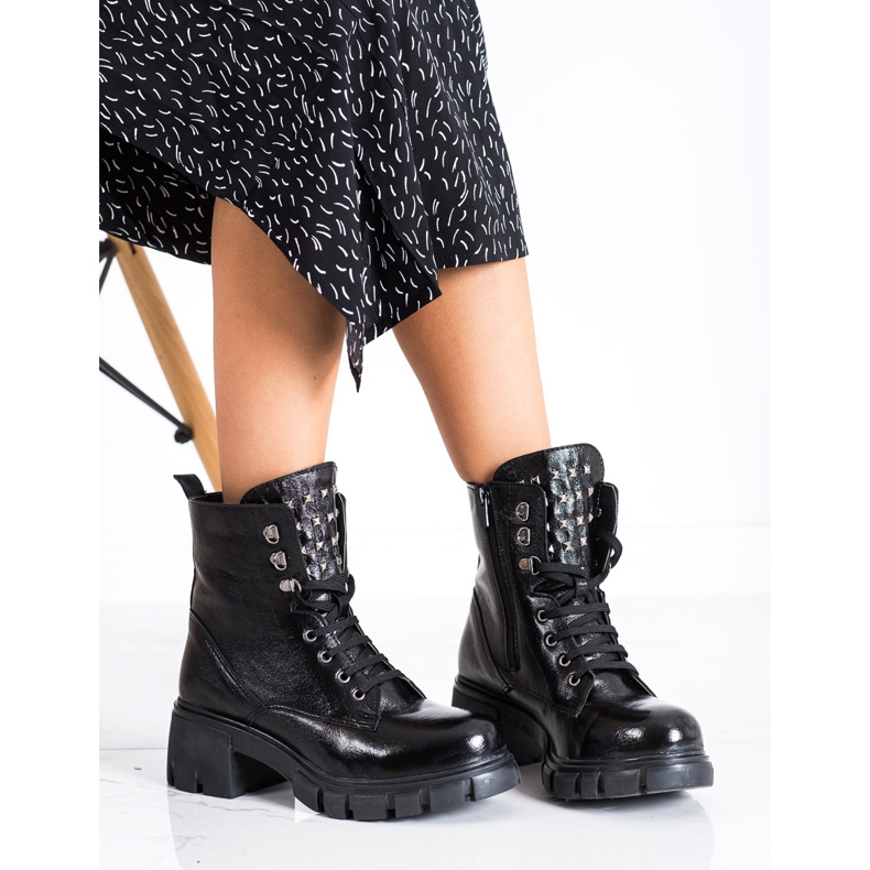 SHELOVET Muncitori la modă cu știfturi negru 1