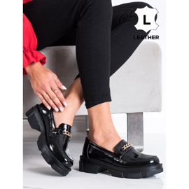 Filippo Pantofi din piele cu lanț negru 1