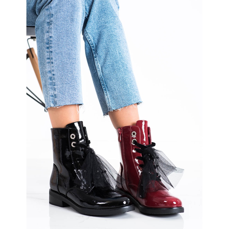 Cizme elegante VINCEZA cu dantelă negru 2