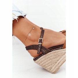 Sandale cu toc din piele Big Star HH274377 Maro 5