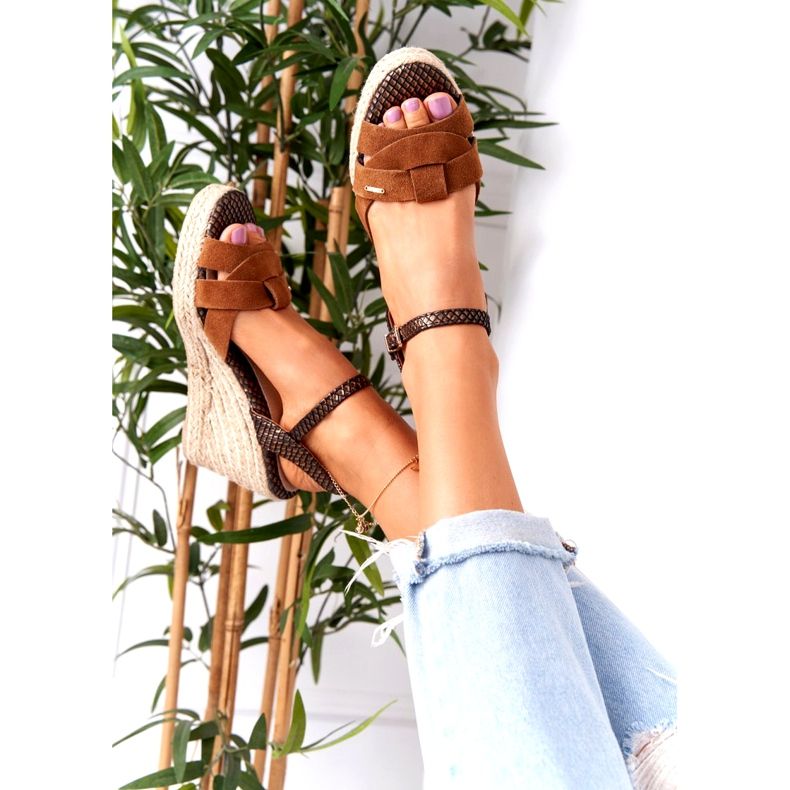 Sandale cu toc din piele Big Star HH274377 Maro 1