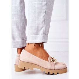 Mocasini din piele de căprioară Lewski Shoes 3040 Cappuccino bej de aur 4