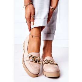 Mocasini din piele de căprioară Lewski Shoes 3040 Cappuccino bej de aur 5