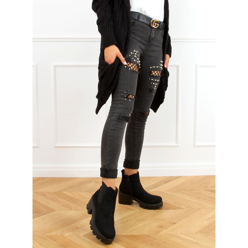 Ghete Chelsea negre cu tălpi groase CH19201 Negre negru 1