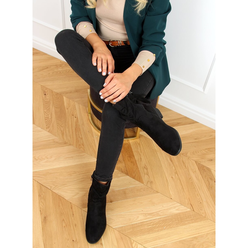 Cizme plate cu un negru franjurat B0-330 Negru 1