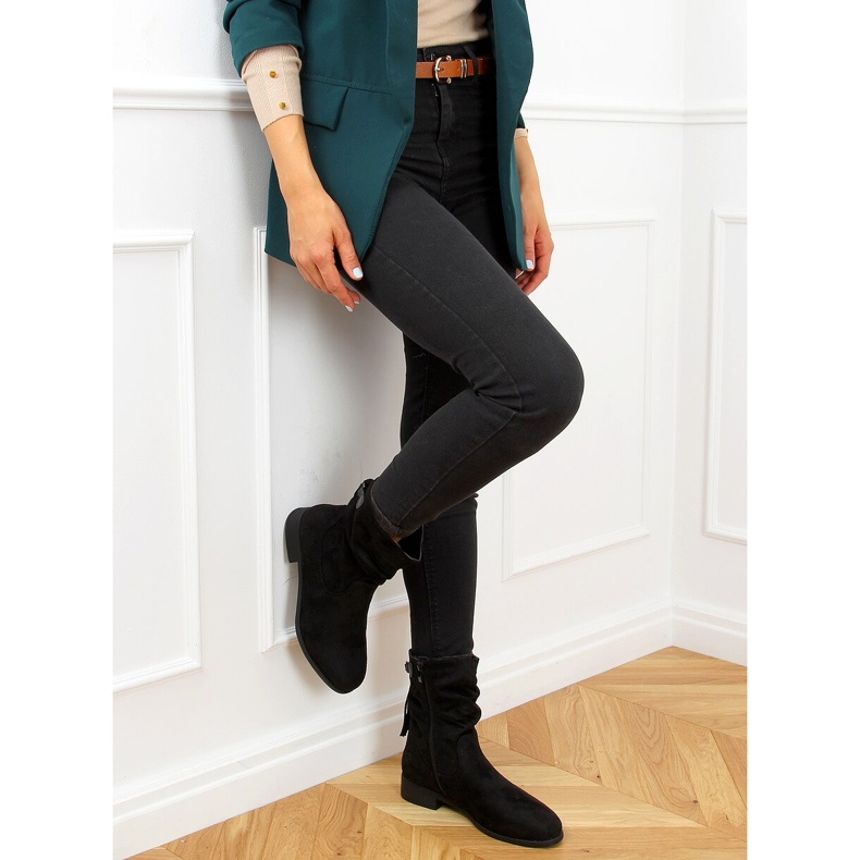 Cizme plate cu un negru franjurat B0-330 Negru 2