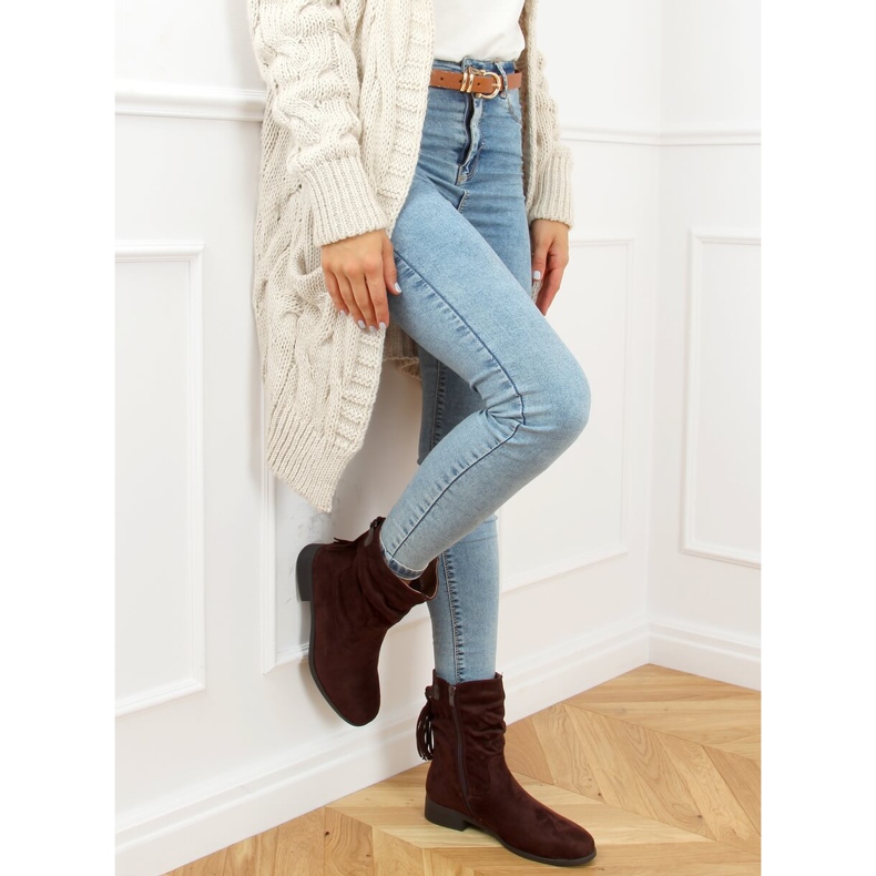 Ghete plate cu ciucuri maro B0-330 Maro 2