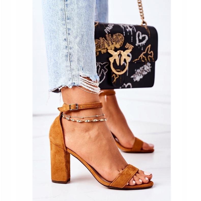 PS1 Sandale din piele de căprioară pe o cămilă Florence Bar maro 2