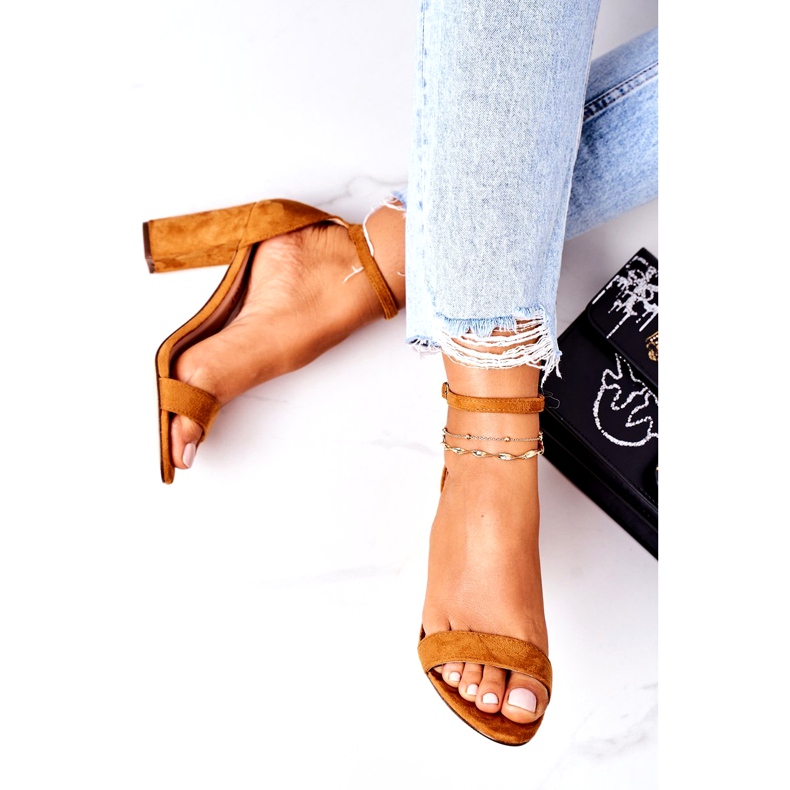 PS1 Sandale din piele de căprioară pe o cămilă Florence Bar maro 1