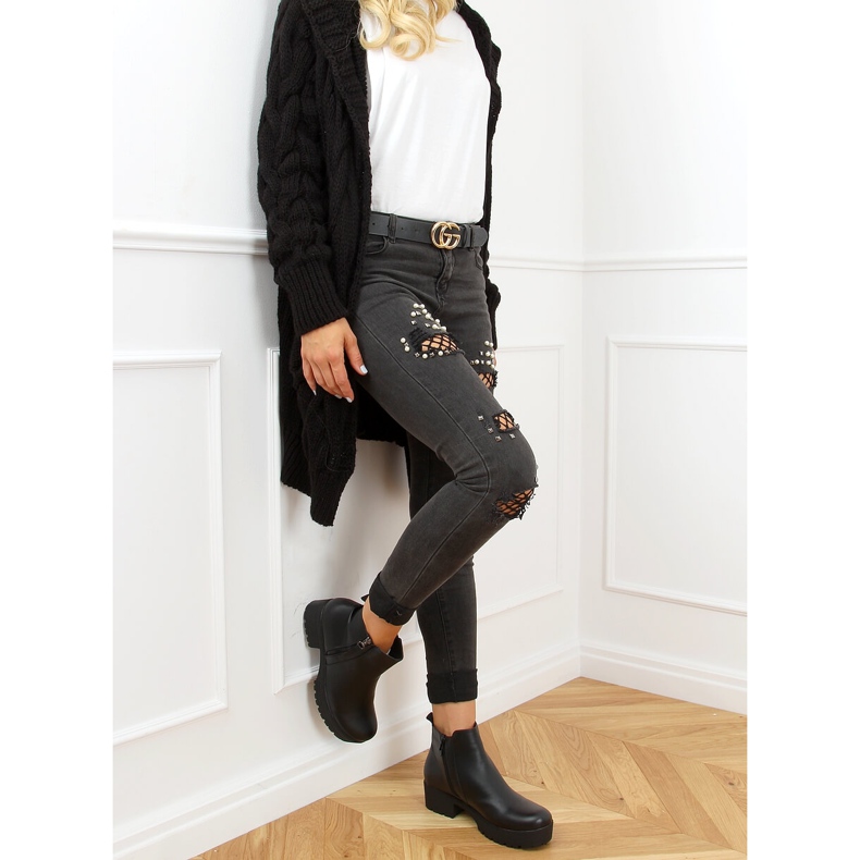 Cizme negre cu tălpi groase 9B1053 Negre negru 2