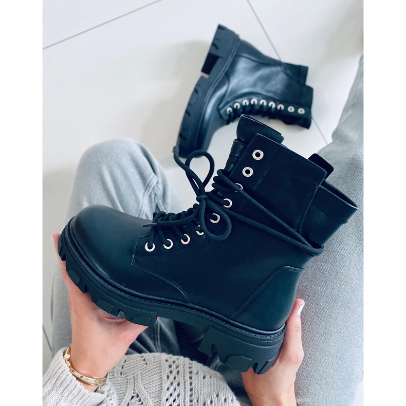 Cizme cu șiret negru RQ379 Negru 1