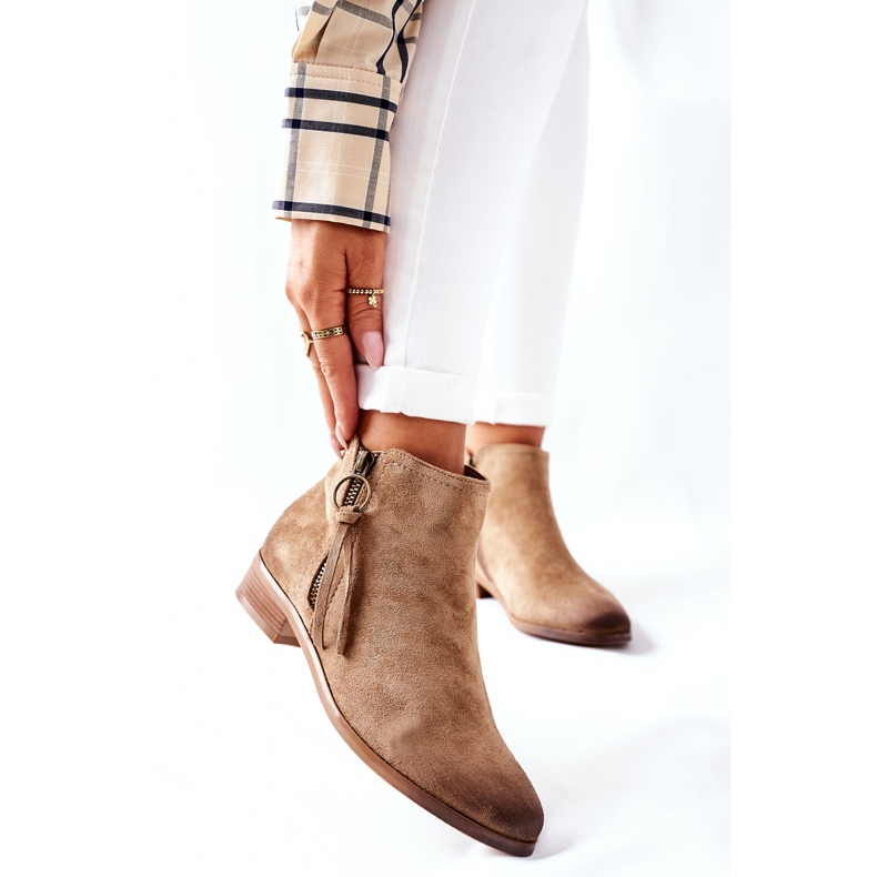 Vinceza Cizme de damă din piele de căprioară bej Janice 2