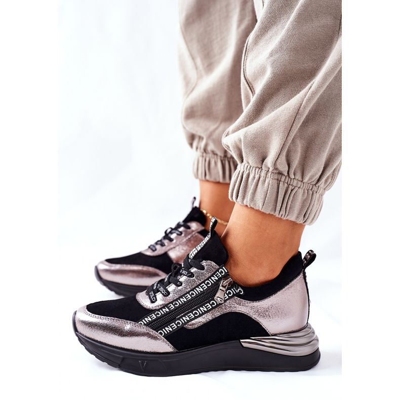 Vinceza Încălțăminte sport pentru femei Adidași negri Aduan negru 1