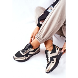 Vinceza Încălțăminte sport pentru femei Adidași negri și aurii Manitoba negru de aur 1