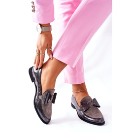 Mocasini lăcuți pentru femei Brogues Maciejka Gri 04099-03 / 00-1 2
