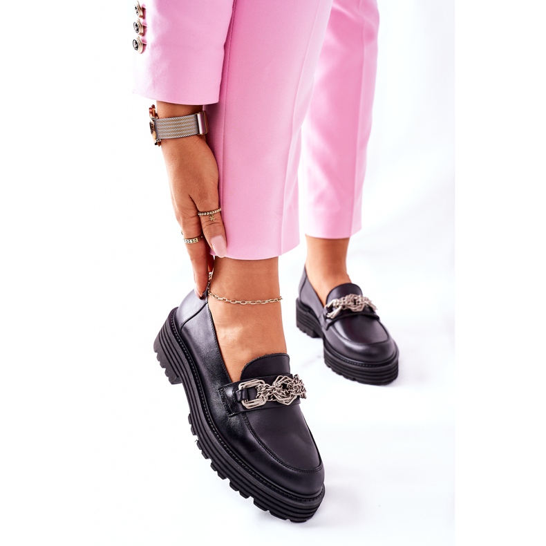 Mocasini dama Mocasini din piele negru Laura Messi 2383 2