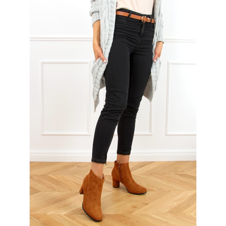 Pantofi cu toc înalt clasic E2165 Camel maro 2