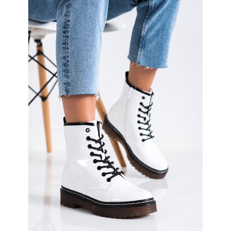 SHELOVET Cizme Muncitoare Albe Cu Blană 2