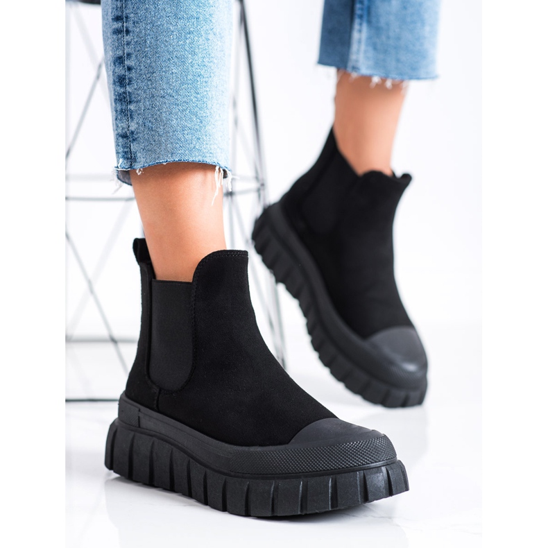 SHELOVET Cizme Chelsea la modă pe platformă negru 2