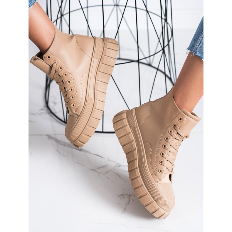 SHELOVET Adidași cu piele ecologică pe platformă bej 1