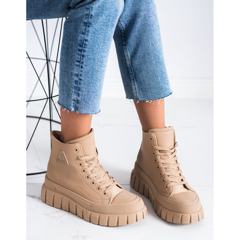 SHELOVET Adidași cu piele ecologică pe platformă bej 2