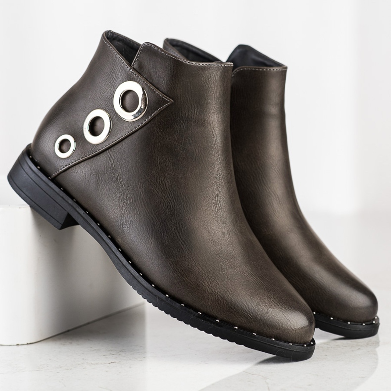 Goodin Cizme cu ornamente de argint maro 1