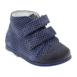 Cizme de piele pentru fete, albastru velcro dots hugotti 1