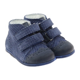 Cizme de piele pentru fete, albastru velcro dots hugotti 4