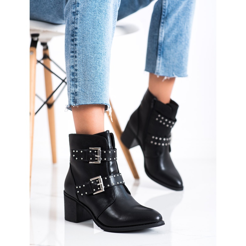 Sixth Sense Ghete rock pe tocuri înalte negru 2 Sixth Sense Ghete rock pe tocuri înalte negru 2