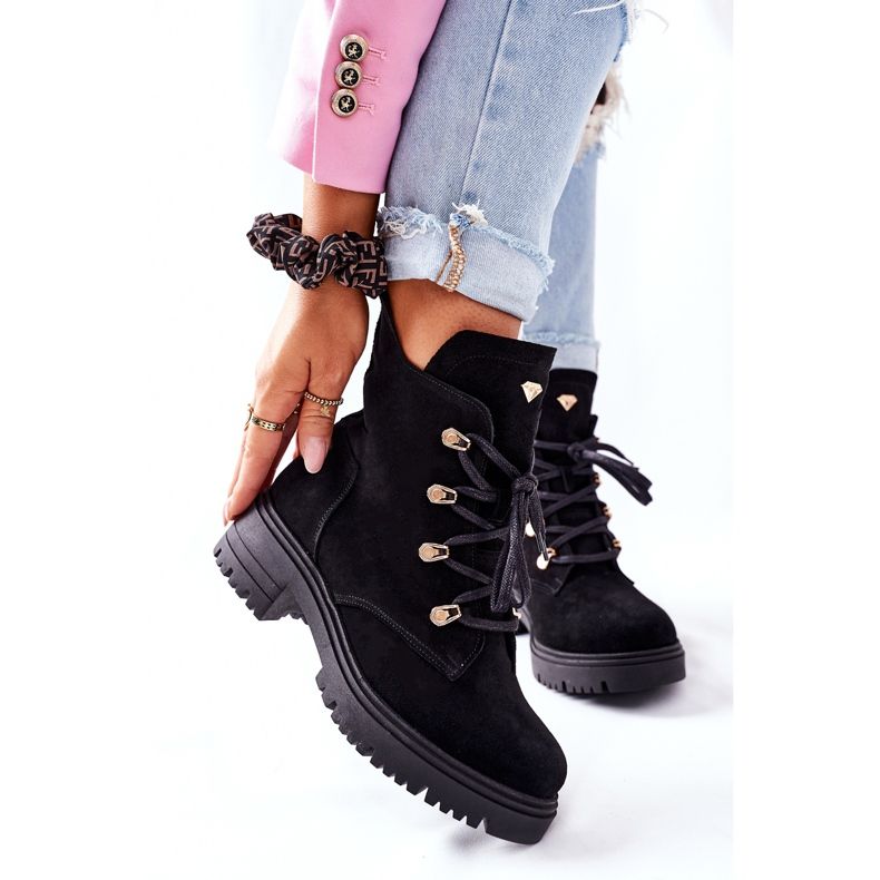 Cizme de damă din piele neagră Nicole 2674 negru 2