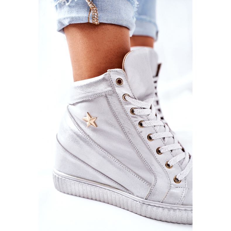 Lewski Shoes Pantofi sport din piele pentru femei Lewski Silver 3079 argint 1