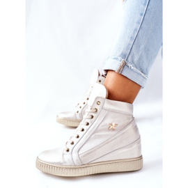 Lewski Shoes Pantofi sport din piele pentru femei Lewski Golden 3079 de aur 1