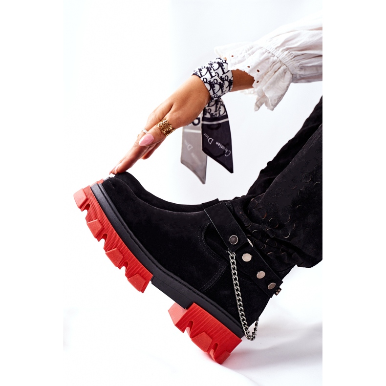 Lewski Shoes Cizme de piele pentru femei Lewski Suede negru 2866 1