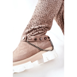 Lewski Shoes Cizme din piele pentru femei Lewski Cappuccino Suede 2866 maro 1