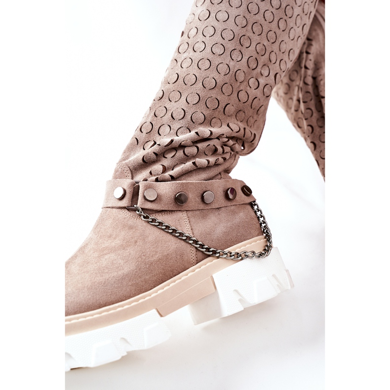 Lewski Shoes Cizme din piele pentru femei Lewski Cappuccino Suede 2866 maro 1