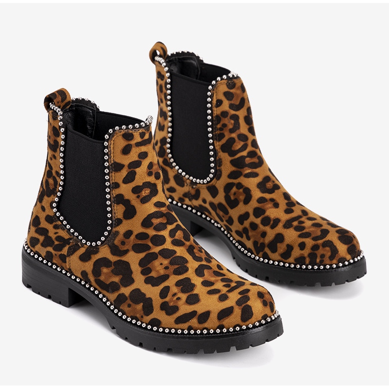 Cizme maro cu model leopard Patty negru 1 Cizme maro cu model leopard Patty negru 1