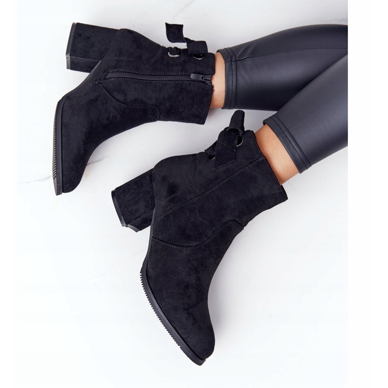 PJ1 Cizme negre calde pentru femei, cu toc Kayla negru 3